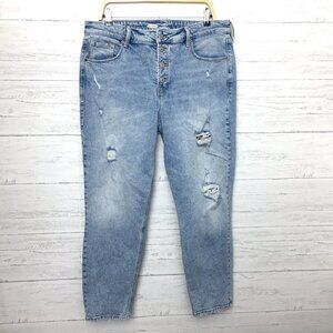 Old Navy Women's Jeans Slim Straight High Rise Button Fly Distressed size 16